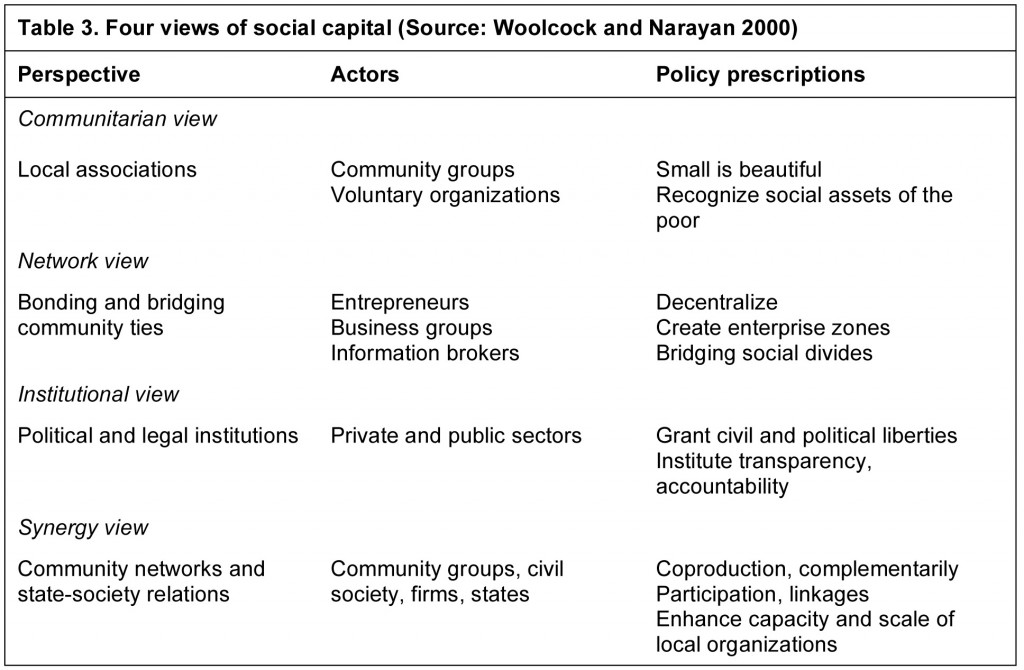 Four views of social capital