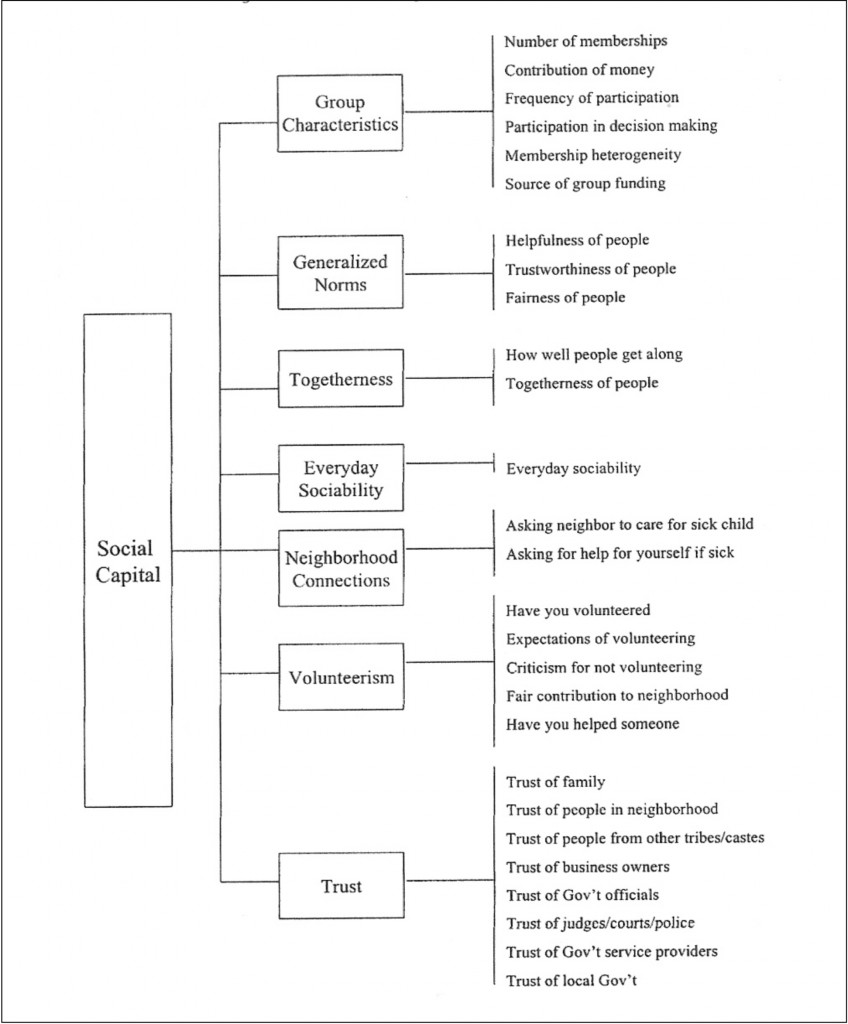 The dimensions of social capital defined by Narayan and Cassidy